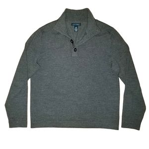 Banana Republic Extra Fine Merino Wool Sweater Mock 1/4 Button Pullover Large